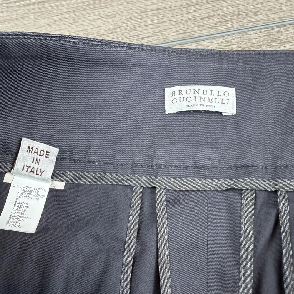 Brunello Cucinelli Womens Cropped Trousers Contrast Hem Gray Size 12 - Picture 4 of 11